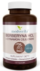 Berberyna HCL + cynamon cejloński 250/100 mg - 120 kapsułek MEDVERITA