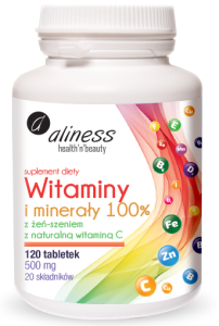 Witaminy i minerały 100% z żeń-szeniem 120 tabl. ALINESS