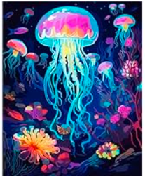 Zestaw do malowania po numerach  Niebieskie Meduzy 40 x 50 cm TISHIRON