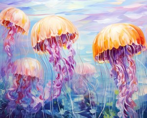 Zestaw do malowania po numerach Meduzy pod wodą  40 x 50 cm TISHIRON 