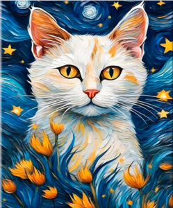 Zestaw do malowania po numerach Kot wśród gwiazd 40 x 50 cm TISHIRON