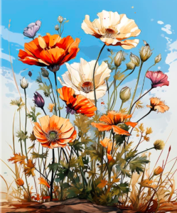 Zestaw do malowania po numerach Piękne kwiaty  40 x 50 cm TISHIRON