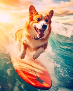 Zestaw do malowania po numerach Corgi pies  z deską  40 x 50 cm TISHIRON