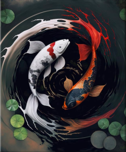 Zestaw do malowania po numerach Ryby Koi  40 x 50 cm TISHIRON
