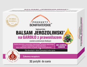 Balsam Jerozolimski na gardło z prawoślazem 32 pastylki Produkty Bonifraterskie
