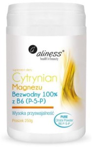 Cytrynian magnezu bezwodny z B6 250g ALINESS