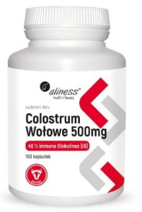 Colostrum Wołowe 40% IG 500mg 100kaps. ALINESS