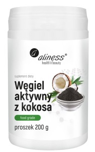 Węgiel aktywny z kokosa spożywczy proszek 200g ALINESS