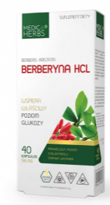Berberyna HCL 40 kapsułek 516 mg MEDICA HERBS
