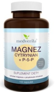 Magnez cytrynian P-5-P 100 kapsułek MEDVERITA