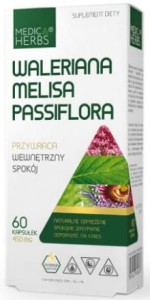 Waleriana melisa passiflora 450 mg  60 kapsułek MEDICA HERBS